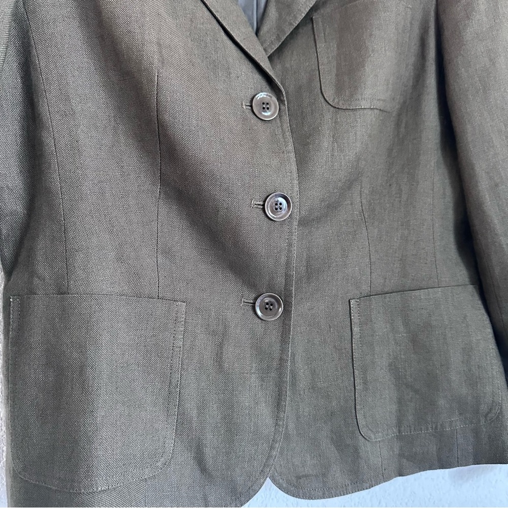 TALBOTS Petites Brown Women's Irish 100% Linen Blazer Jacket size 8 - Picture 8 of 8